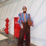 Colorful Outfit, Striped Ruffle Shirt Dan High Waist Jeans